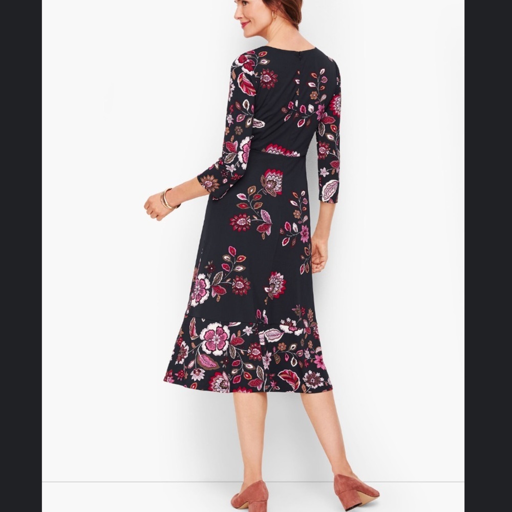 Talbots Black Dress with Pink Floral Design - Picture 3 of 11